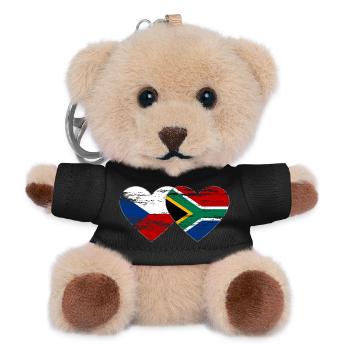 Tschechien Südafrika Flagge Herz used - Teddy Schlüsselanhänger - Schwarz - Vorne
