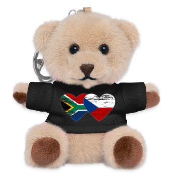 Südafrika Tschechien Flagge Herz used - Teddy Schlüsselanhänger - Schwarz - Vorne