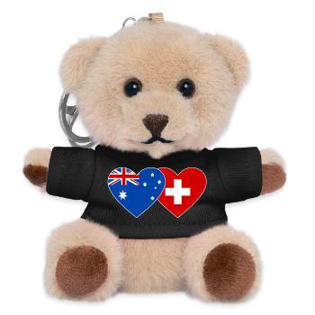 Australien Schweiz Flagge Herz Flagge - Teddy Schlüsselanhänger - Schwarz - Vorne
