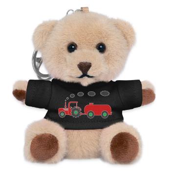 Funny tractor with tank for kids - Teddy Keyring - black - Front