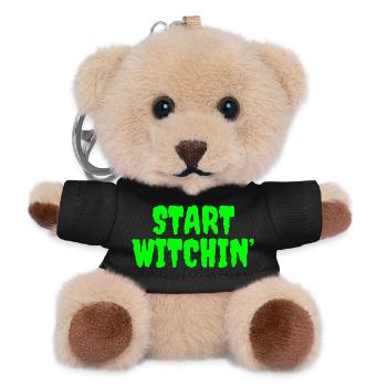 Vibrant Green Witching Start Phrase - Teddy Keyring - black - Front