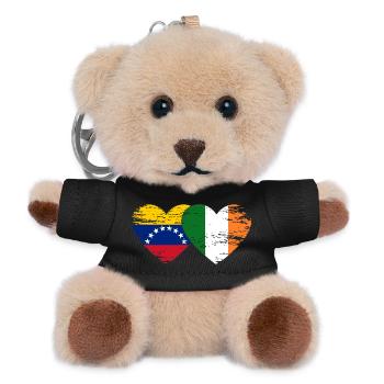 Venezuela Ireland Hearts Collage - Teddy Keyring - black - Front