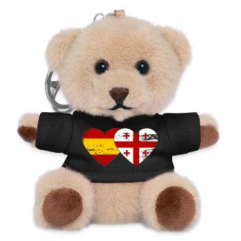 Espagne Géorgie Drapeau Coeur utilisé - Porte-clés ourson - noir - Devant