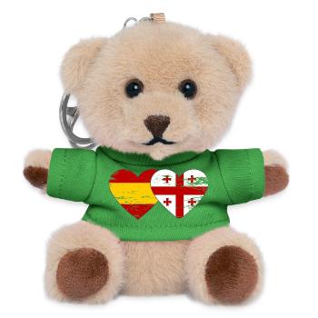 Espagne Géorgie Drapeau Coeur utilisé - Porte-clés ourson - vert - Devant