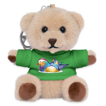Bunte Mandarinente auf dem Wasser – bunte Eleganz - Teddy Schlüsselanhänger - Grün - Vorne