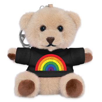 Regenbogenfarben Pride Month LGBTQ+ Grunge Textur - Teddy Schlüsselanhänger - Schwarz - Vorne