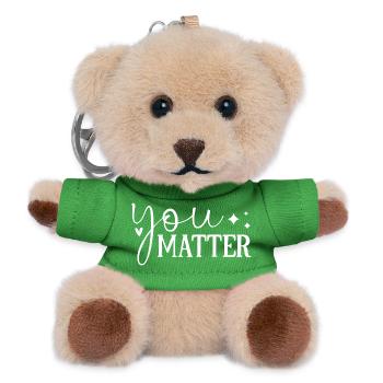 Conception de citation manuscrite inspirante - Porte-clés ourson - vert - Devant
