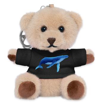 Baleine en bleu avec des motifs marins - Porte-clés ourson - noir - Devant