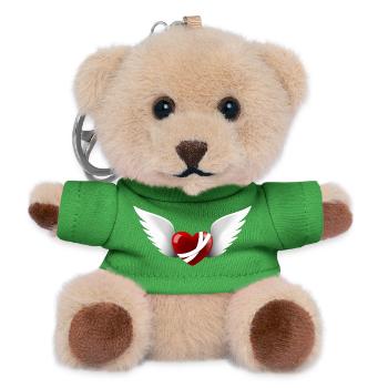 Wounded Heart with Wings - Teddy Keyring - green - Front