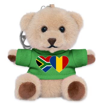 South Africa Romania Flag Heart - Teddy Keyring - green - Front