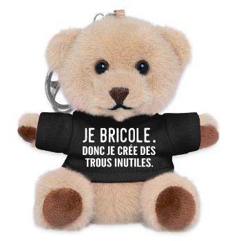Je bricole, donc je crée des trous inutiles - Porte-clés ourson - noir - Devant