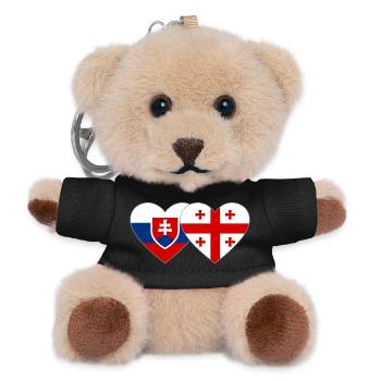 Slovakia Georgia Flag Heart - Teddy Keyring - black - Front