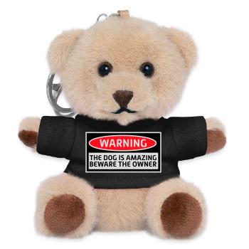 Warning Dog Amazing Beware Owner Hunde Haustier - Teddy Schlüsselanhänger - Schwarz - Vorne