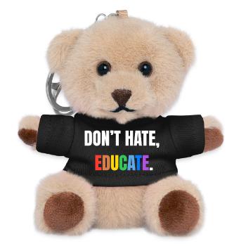 Don’t Hate, Educate | Bunte Botschaft - Teddy Schlüsselanhänger - Schwarz - Vorne