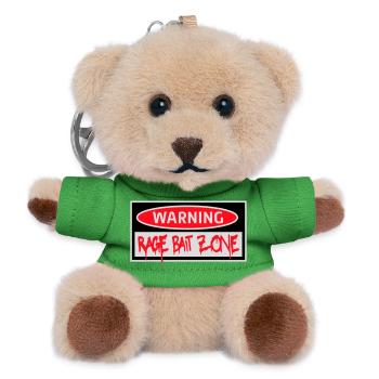 Warning Rage Bait Caution Zone Sign Fun Warning - Teddy Keyring - green - Front