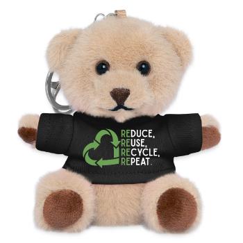 Reduce Reuse Recycle Repeat – Eco Theme - Teddy Keyring - black - Front