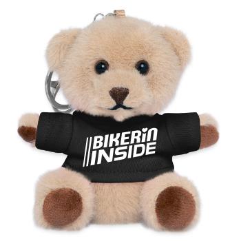 Bikerin inside Schriftzug (Farbe änderbar) - Teddy Schlüsselanhänger - Schwarz - Vorne