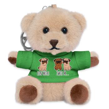 Ein Mops - zwei M? Ja was genau? lustige Hunde! - Teddy Schlüsselanhänger - Grün - Vorne