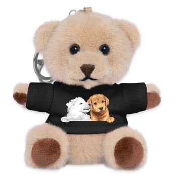 White Swiss Shepherd and Golden Retriever - Teddy Keyring - black - Front