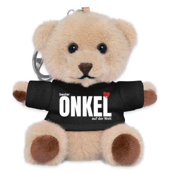 Bester Onkel der Welt – Großschrift - Teddy Schlüsselanhänger - Schwarz - Vorne
