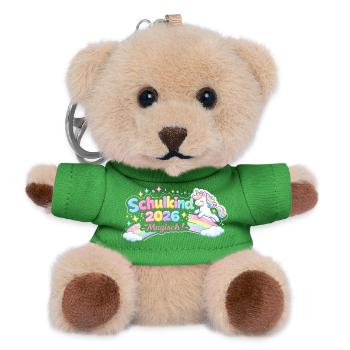Schulkind 2026 magisch Einschulung Geschenk - Teddy Schlüsselanhänger - Grün - Vorne