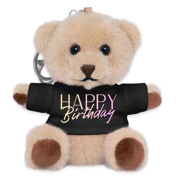 Happy Birthday - Teddy Schlüsselanhänger - Schwarz - Vorne