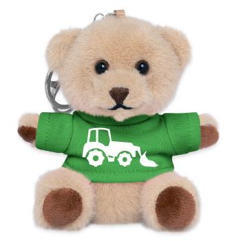 Chargeuse avant Silhouette de Tracteur - Porte-clés ourson - vert - Devant