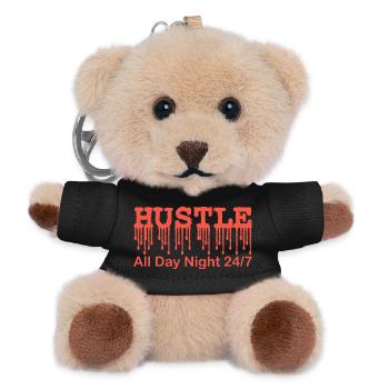 Hustle All Day 24 7 Motivational Entrepreneur - Teddy Keyring - black - Front