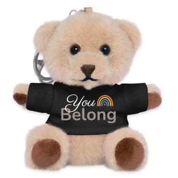 You Belong Regenbogen Herz Design - Teddy Schlüsselanhänger - Schwarz - Vorne