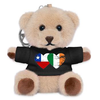 Cœur du drapeau Chili et Irlande utilisé - Porte-clés ourson - noir - Devant