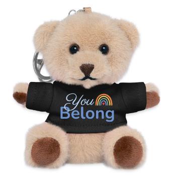 You Belong Regenbogen Herz Design blau - Teddy Schlüsselanhänger - Schwarz - Vorne