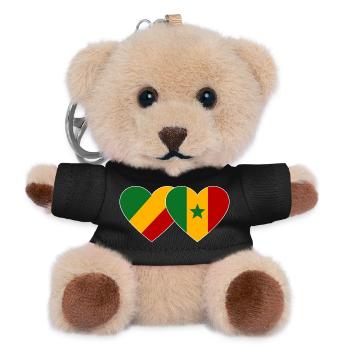 Kongo_Senegal_Flagge_Herz - Porte-clés ourson - noir - Devant