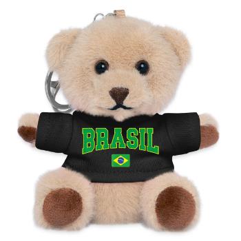 Brasil Block Letters with Flag - Teddy Keyring - black - Front