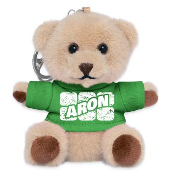 Prénom Aron - Porte-clés ourson - vert - Devant