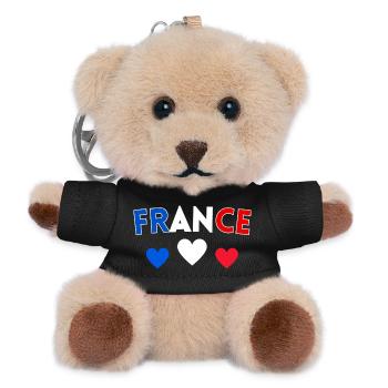Drapeau France Cadeau Homme Femme France Cadeau - Porte-clés ourson - noir - Devant