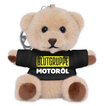 Blutgruppe Motoröl Kfz Mechaniker Auto Schrauber - Teddy Schlüsselanhänger - Schwarz - Vorne