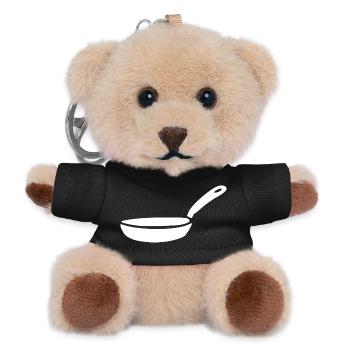 Pan Pot Cooking Icon White Gift Chef - Teddy Keyring - black - Front