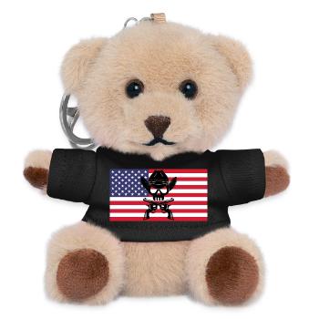 Crâne de cowboy et drapeau américain - Porte-clés ourson - noir - Devant