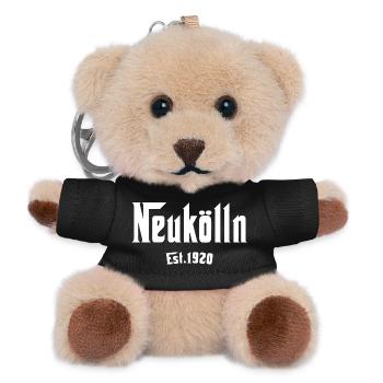 Berlin Neukölln Berliner Original Geschenkidee - Teddy Schlüsselanhänger - Schwarz - Vorne