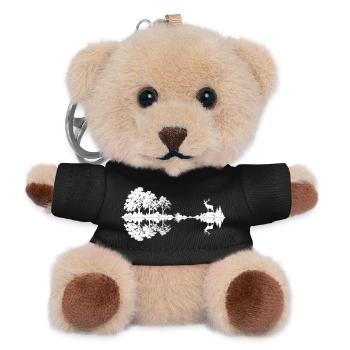 Nachtwald Spiegelung: Hirsch Brücke - Teddy Schlüsselanhänger - Schwarz - Vorne