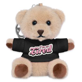 Ich bin so müde Pink Retro Text - Teddy Schlüsselanhänger - Schwarz - Vorne