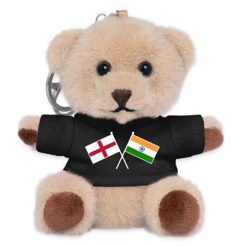 England x Indien kreuzte Freundschaftsflaggen - Teddy Schlüsselanhänger - Schwarz - Vorne