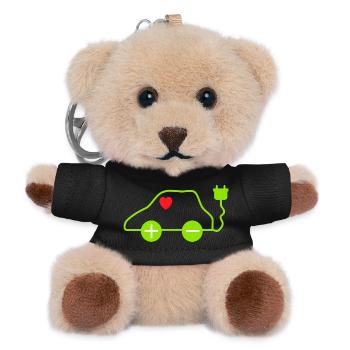 Green E-Car Heart Design - Teddy Keyring - black - Front