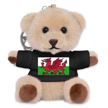 Welsh Flag - Flag of Wales - Teddy Keyring - black - Front