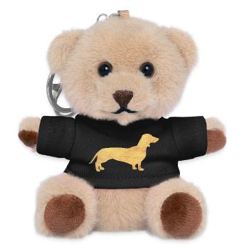 Dackel Gold Herrchen Frauchen Hund Hundefan Tier - Teddy Schlüsselanhänger - Schwarz - Vorne