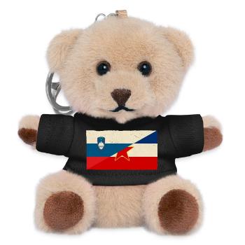 Slowenien und Jugoslawien Vintage Flagge - Teddy Schlüsselanhänger - Schwarz - Vorne