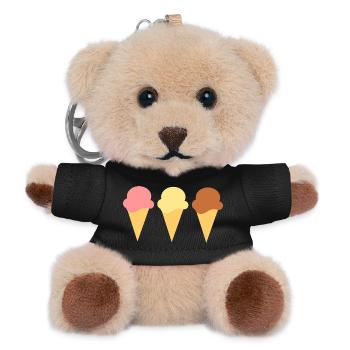 Eis Eiscreme Erdbeereis Vanilleeis Schokoeis - Teddy Schlüsselanhänger - Schwarz - Vorne