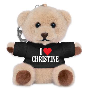 T-Shirt Ich liebe Christine T-Shirt Geschenkidee - Teddy Schlüsselanhänger - Schwarz - Vorne
