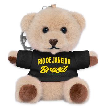 Rio de Janeiro Brasil Yellow Lettering - Teddy Keyring - black - Front
