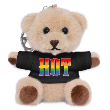 Regenbogentext Heiß LGBT lgbtqi queer - Teddy Schlüsselanhänger - Schwarz - Vorne
